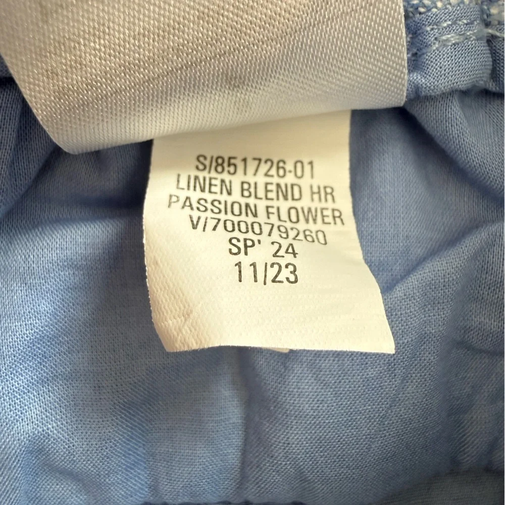 Banana Republic Blue High Rise Wide Leg Linen Blend Pull On Stretch Waist Pants